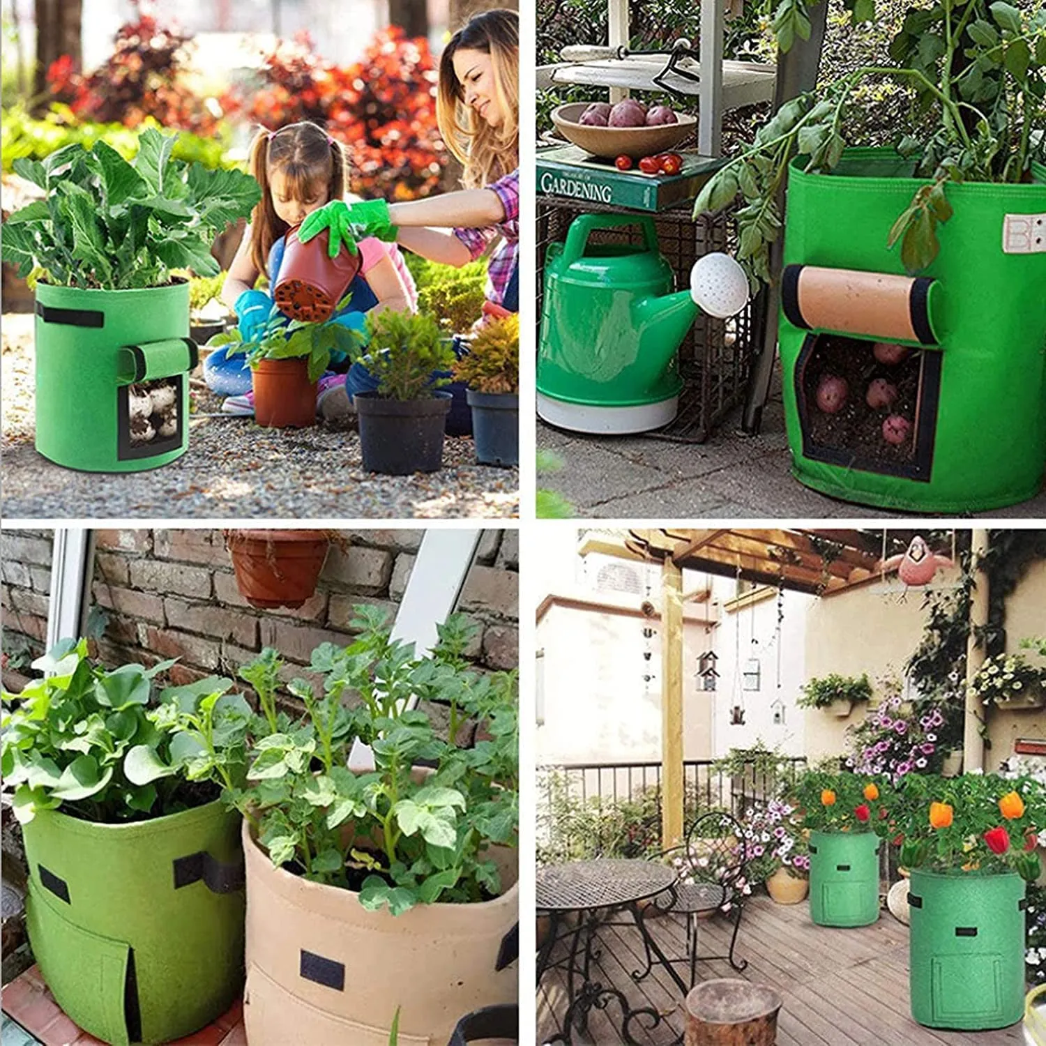 5-Pack | 10 Gallons Plant Grow Bag | Potato Container Pots with Handles | Garden Planter