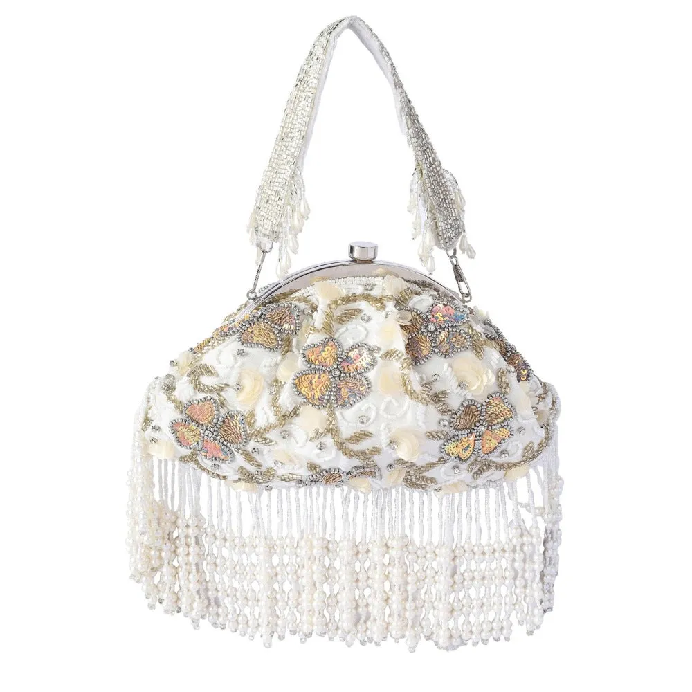 A Clutch Story Belle Fluer Tassel Handembroidered Clutch