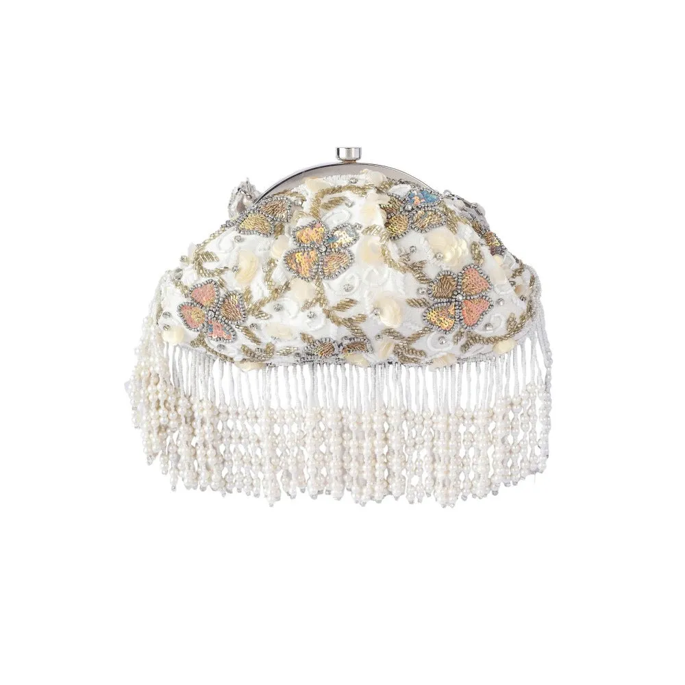A Clutch Story Belle Fluer Tassel Handembroidered Clutch