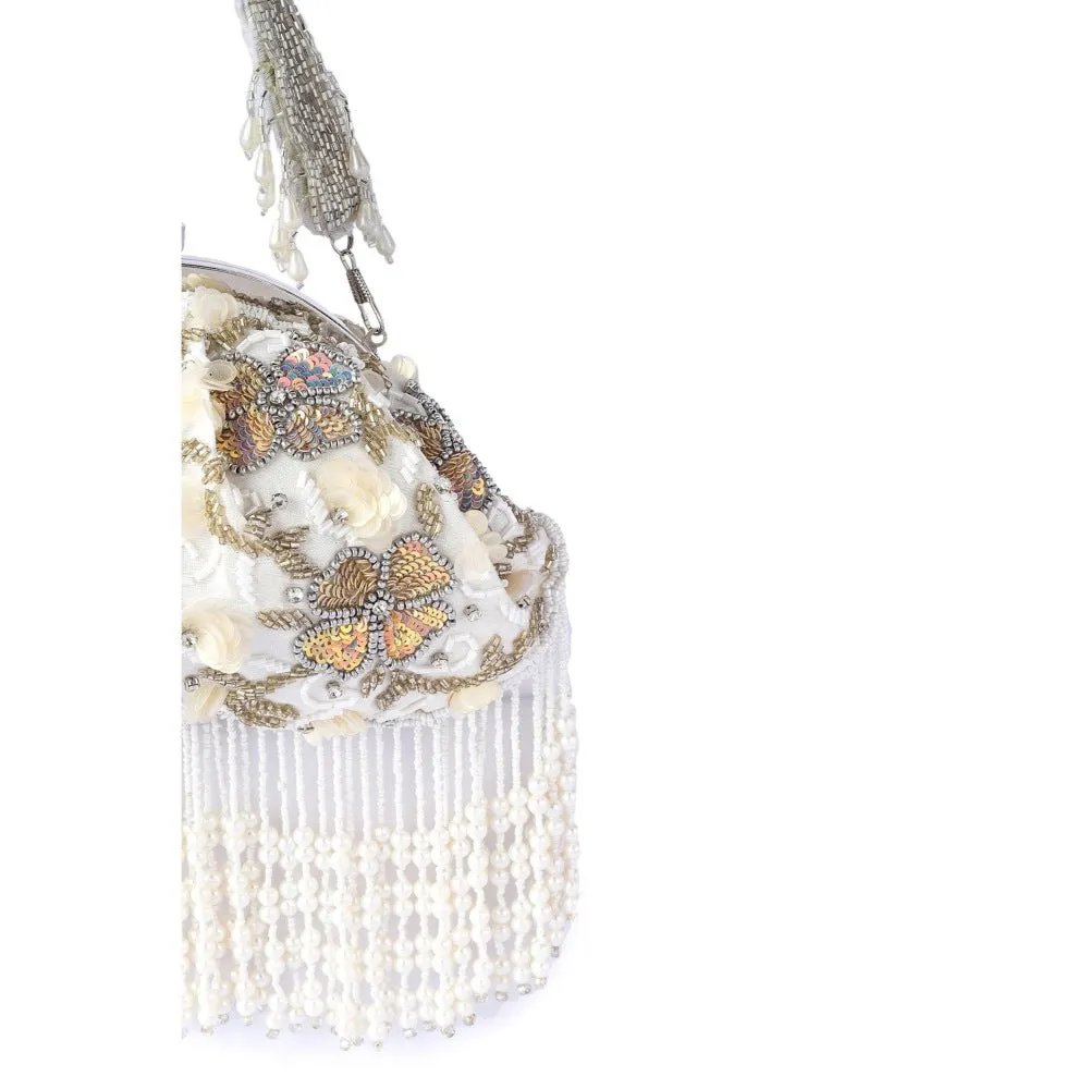 A Clutch Story Belle Fluer Tassel Handembroidered Clutch