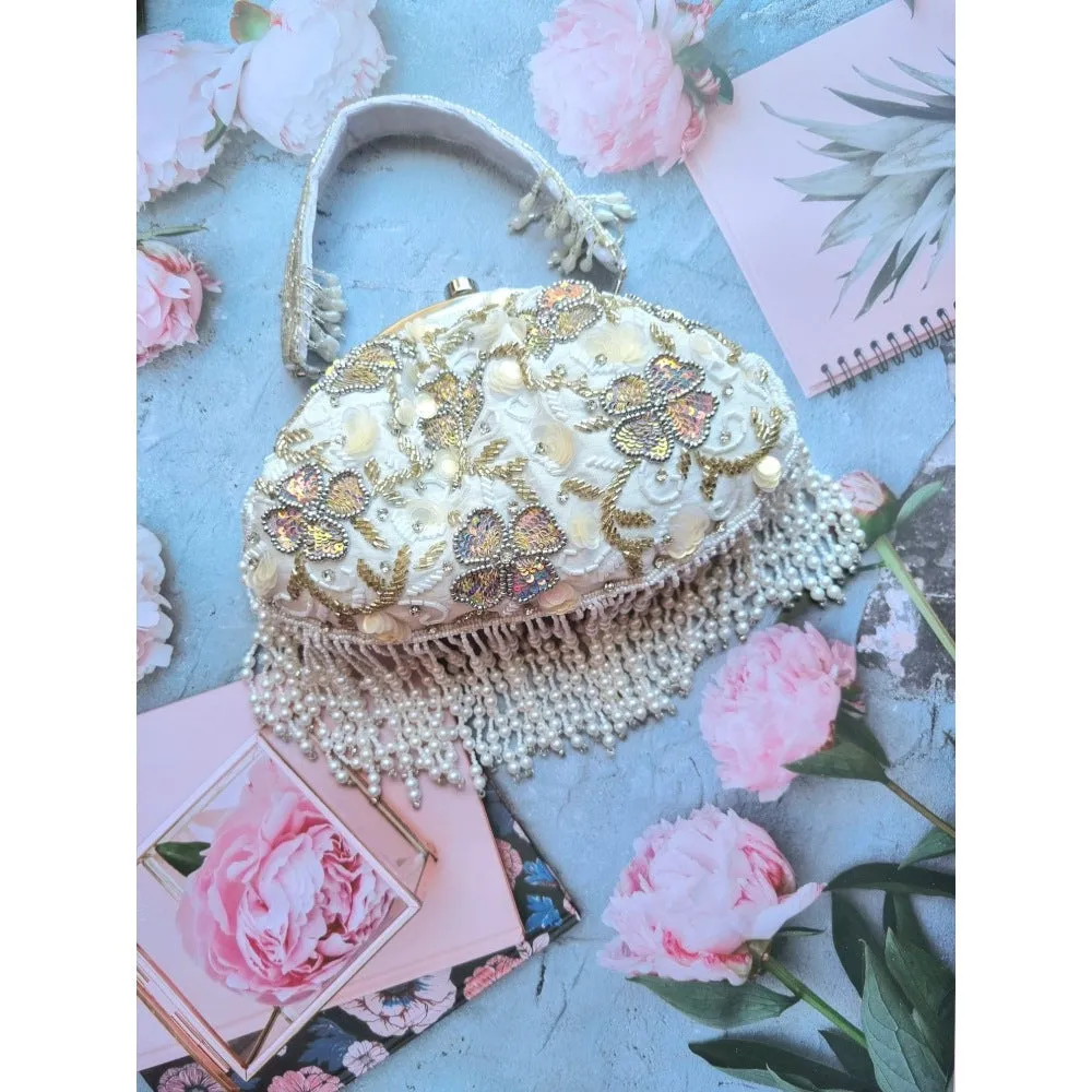 A Clutch Story Belle Fluer Tassel Handembroidered Clutch