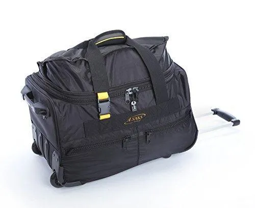 A. Saks 20" Expandable Rolling Trolley Duffel (One Size, Black/Yellow)