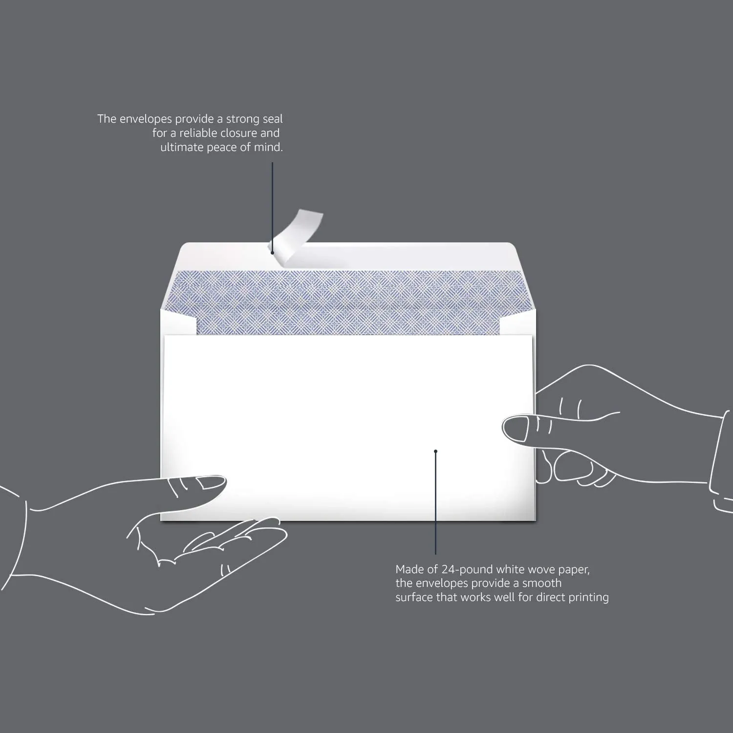 Amazon Basics Quality #6 3/4 Security-Tinted Envelopes with Peel and Seal, 300-Pack, White
