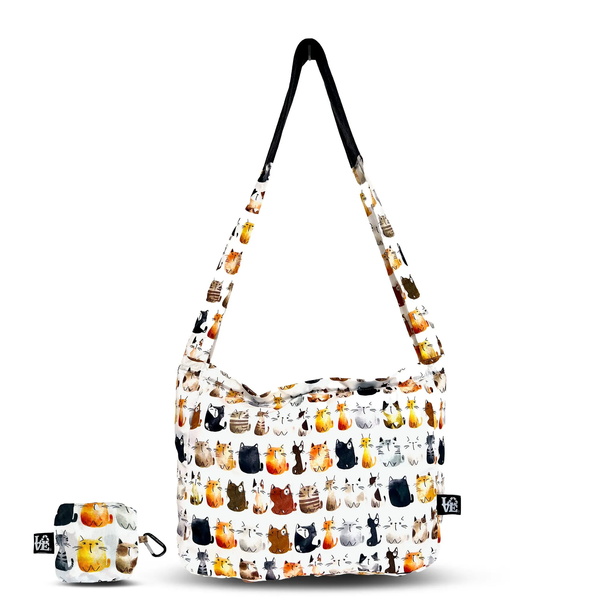 Crossbody Stash It Tote Bag  -  Cat's Meow (with extra long strap)