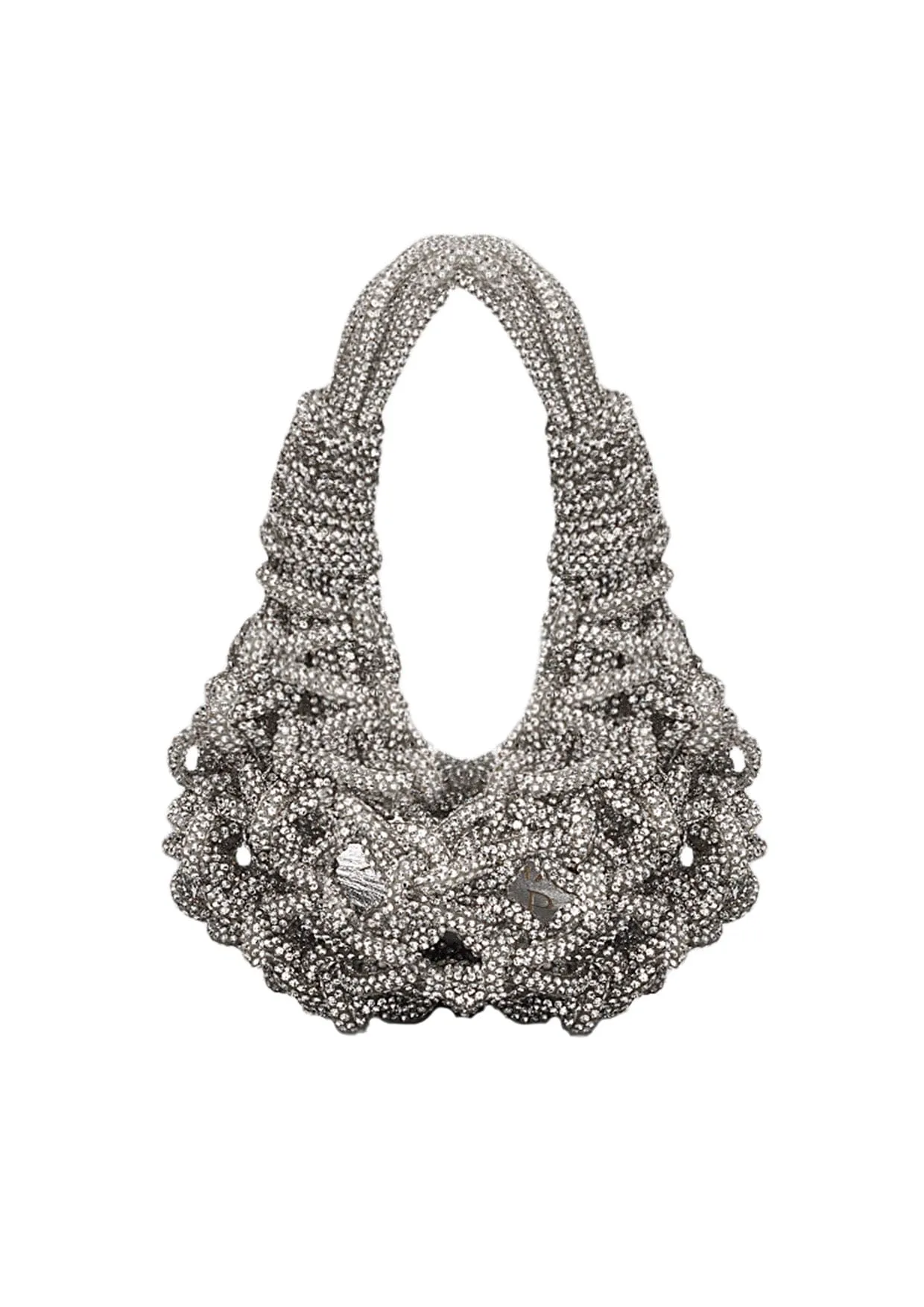 Diamond Crystal-Studded Micro Woven Handbag