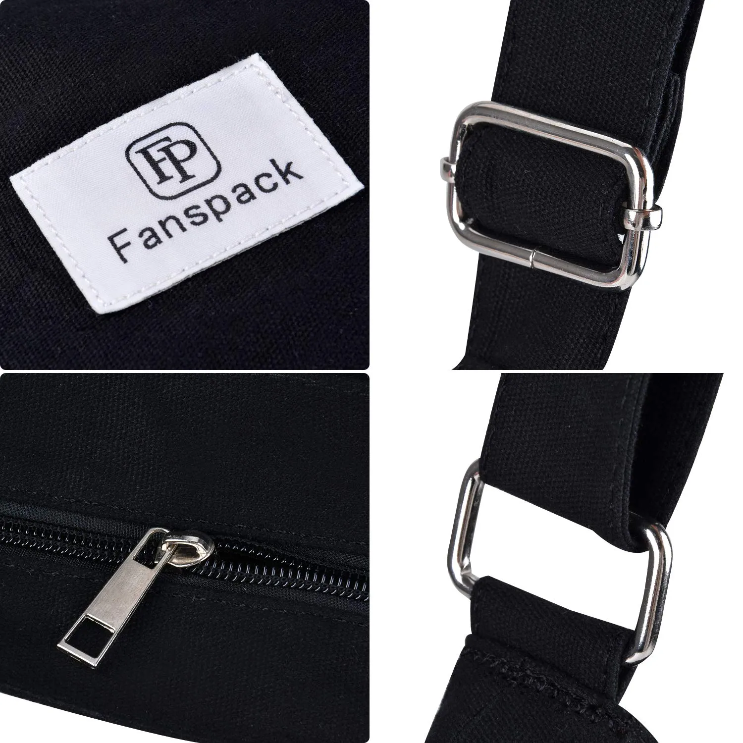 Fanspack Women's Canvas Hobo Handbags Simple Casual Top Handle Tote Bag Crossbody Shoulder Bag Shopping Work Bag (Black-Original Design)