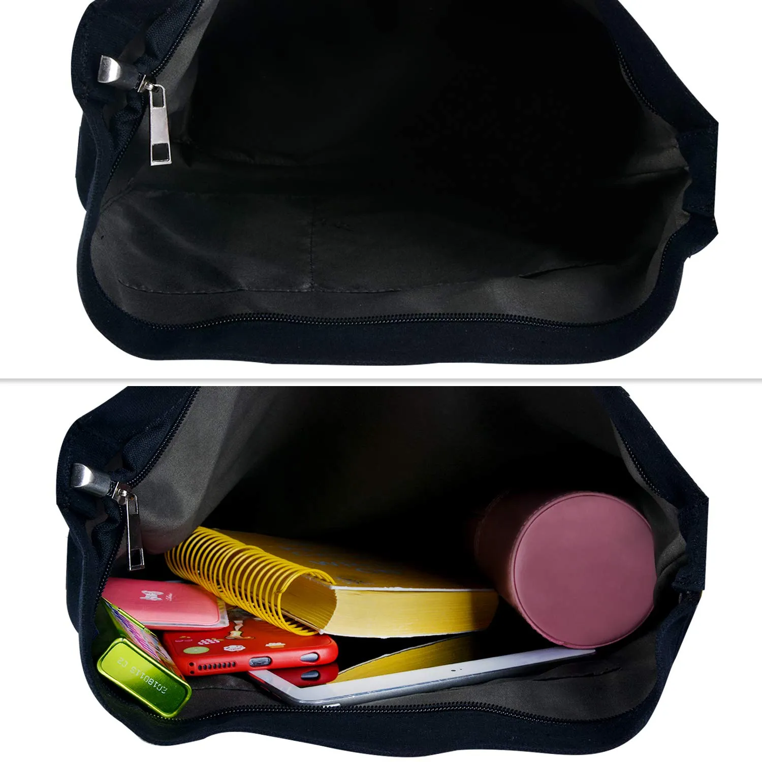 Fanspack Women's Canvas Hobo Handbags Simple Casual Top Handle Tote Bag Crossbody Shoulder Bag Shopping Work Bag (Black-Original Design)