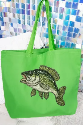 Faux Rhinestone Bass Canvas Jumbo Tote