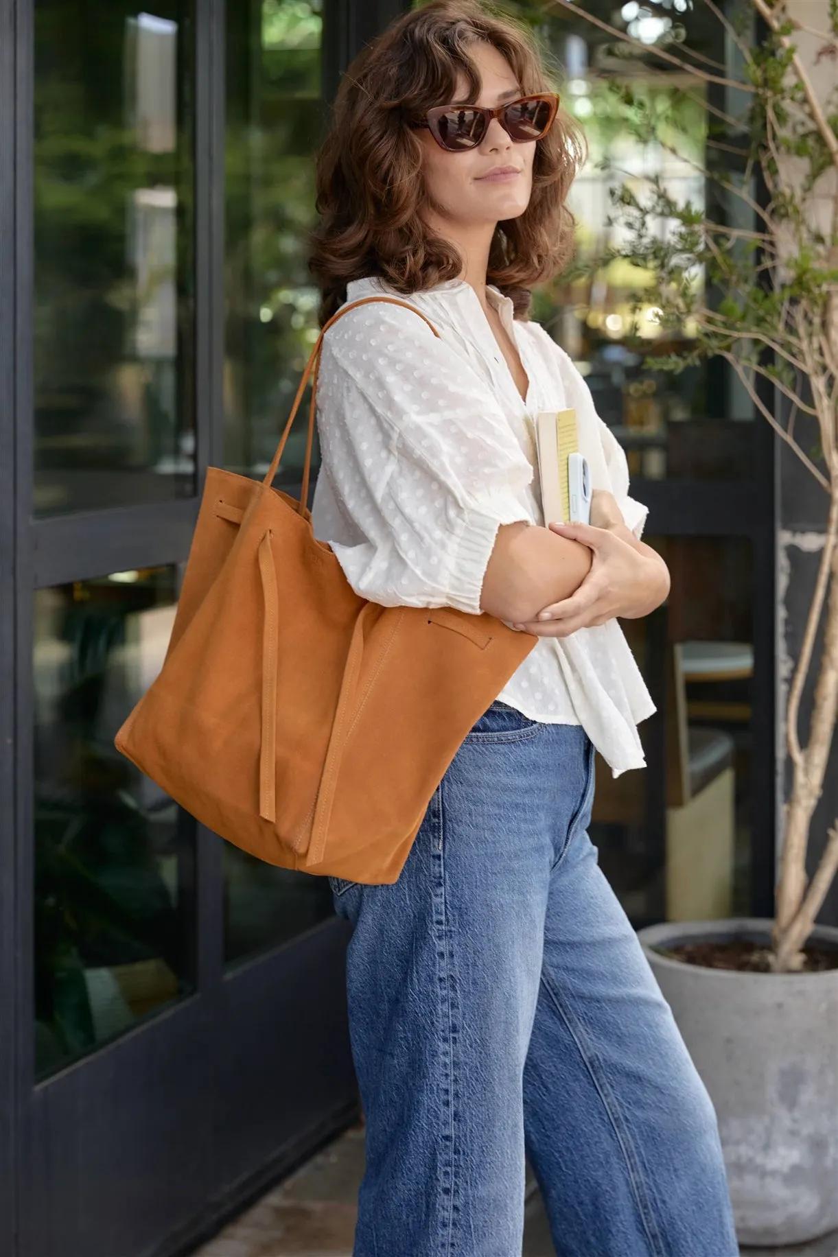 Florence Tote in Honey Suede