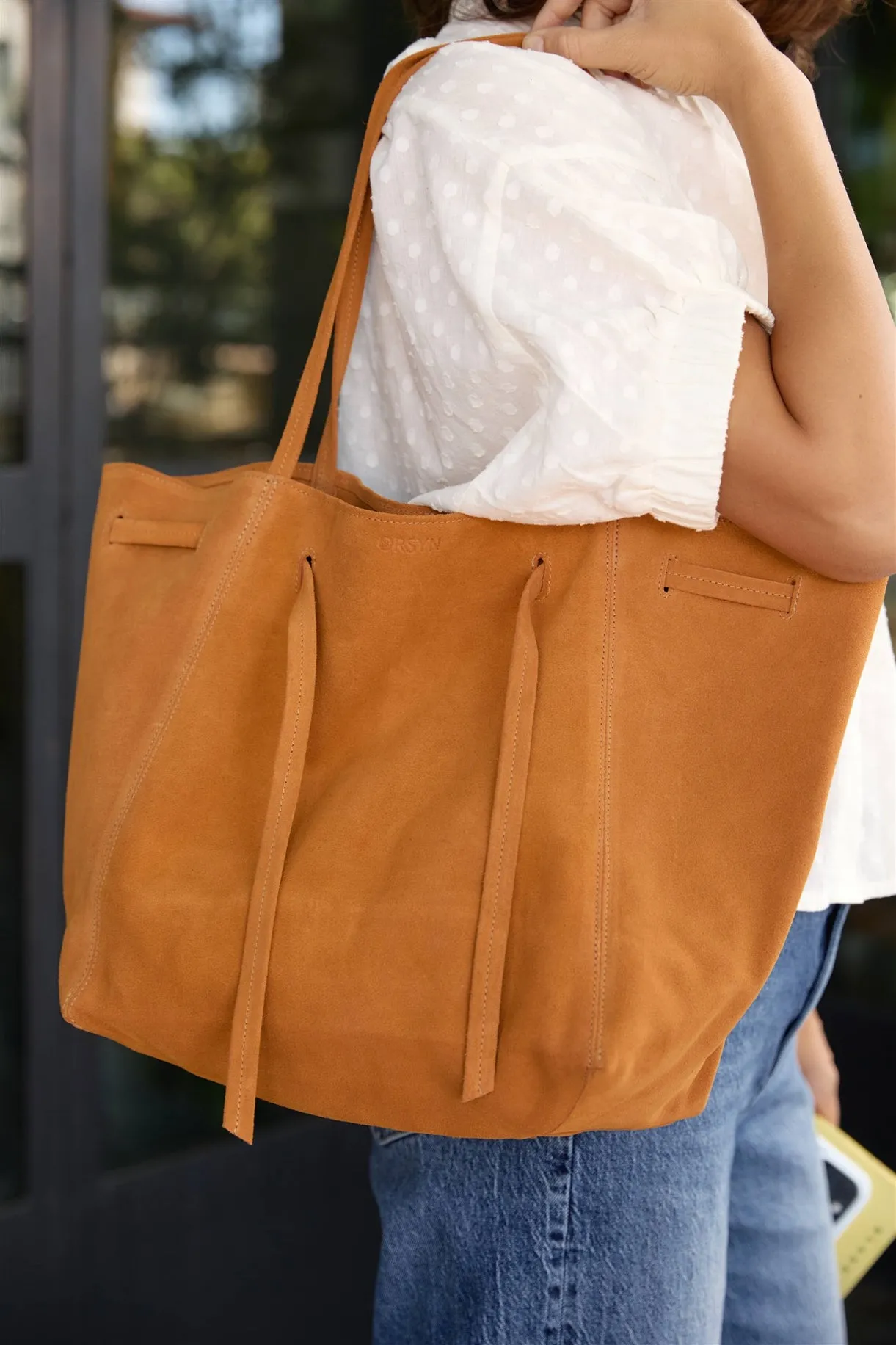 Florence Tote in Honey Suede