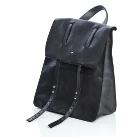 Folded Flap black backpack