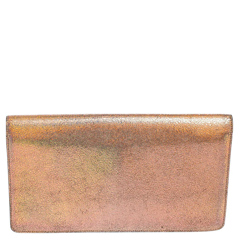 Gucci Iridescent Pink Crackled Leather 58 Clutch