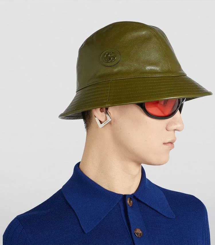 Gucci Leather Olive Bucket Hat S 57cm