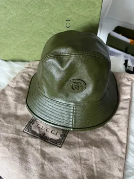 Gucci Leather Olive Bucket Hat S 57cm