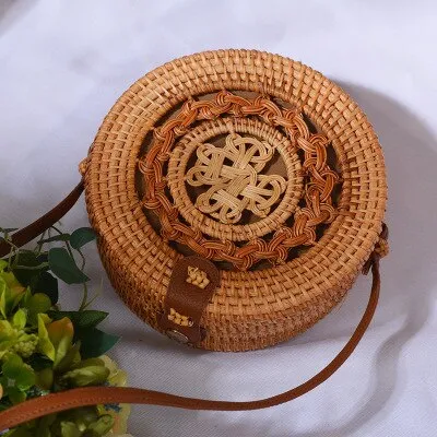 Hand Woven Round Straw Bag