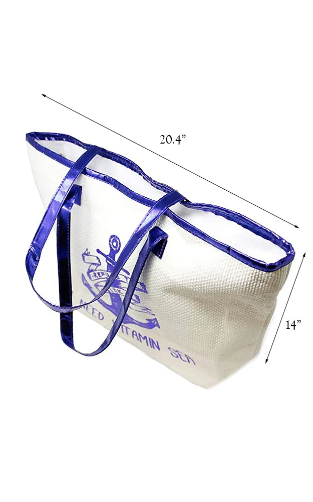 LF129 Ivory Anchor Tote Beach Bag
