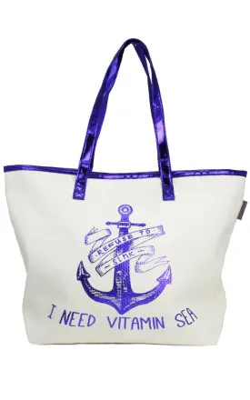 LF129 Ivory Anchor Tote Beach Bag