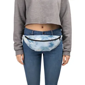 Light Abstract Fanny Pack, Blue Sky Print Designer Fanny Pack Belt Waist Festival Bag - Made in USA