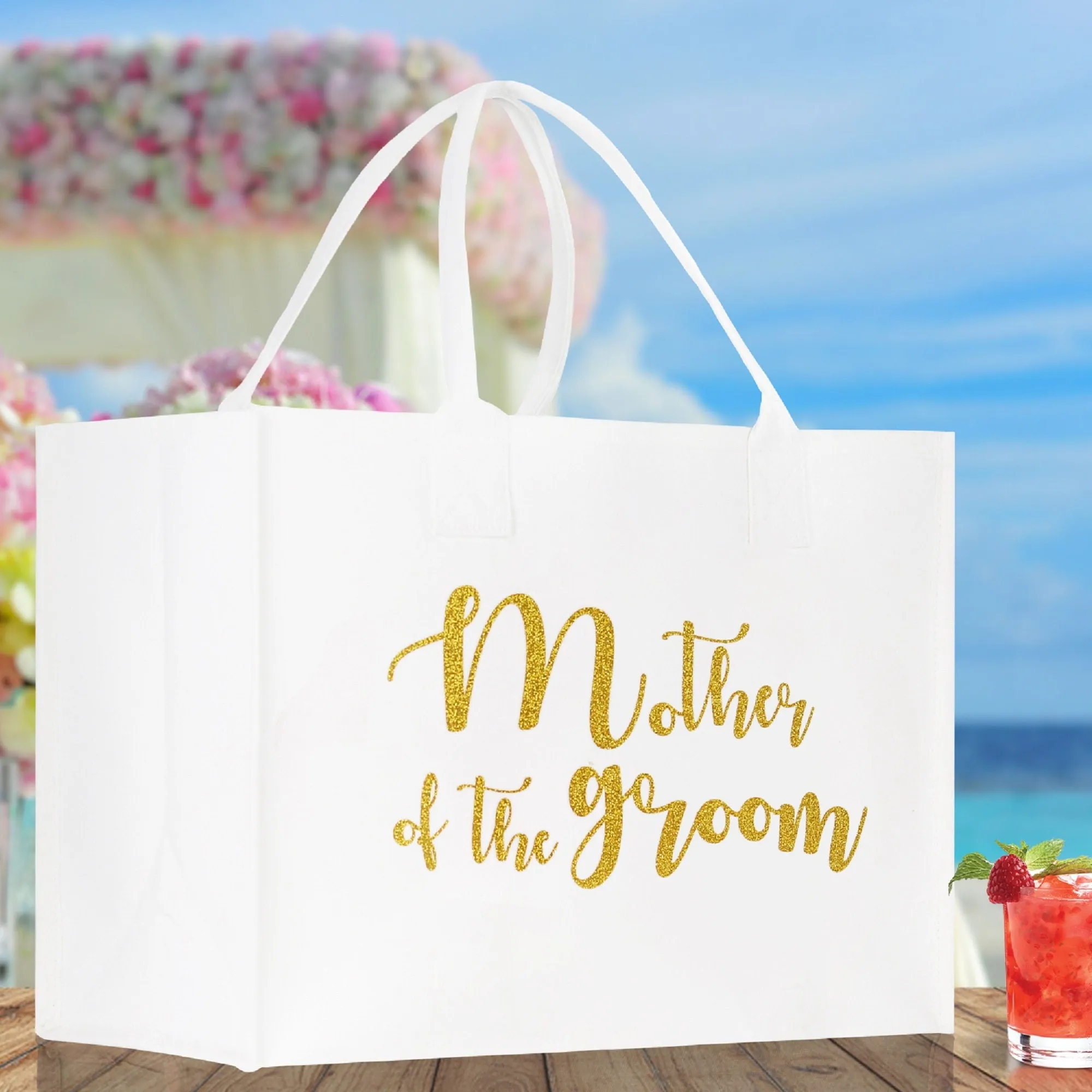 Mother of The Groom Large Print Tote Bag 100% Cotton Canvas Bridal Party Tote Bachelorette Bag Bridal Chic Tote Bags Wedding Totes