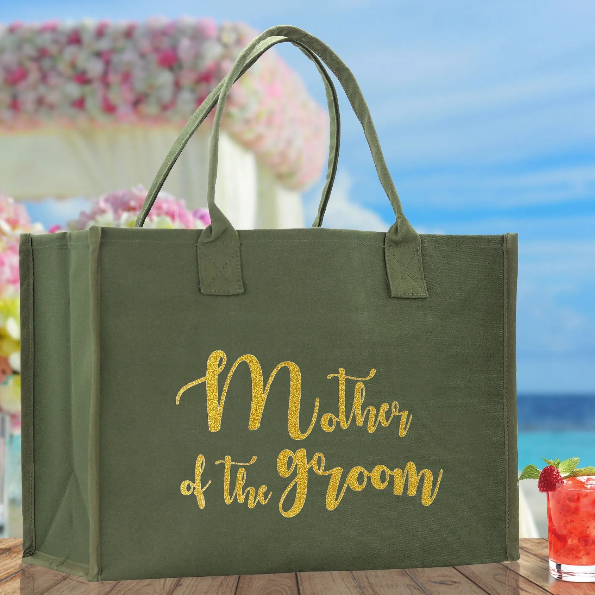Mother of The Groom Large Print Tote Bag 100% Cotton Canvas Bridal Party Tote Bachelorette Bag Bridal Chic Tote Bags Wedding Totes