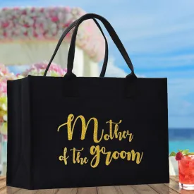 Mother of The Groom Large Print Tote Bag 100% Cotton Canvas Bridal Party Tote Bachelorette Bag Bridal Chic Tote Bags Wedding Totes
