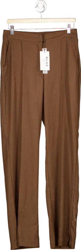 NA-KD Brown Recycled Structured Seamline Suit Pants EU 40 UK 12