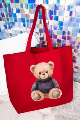 Navy Vintage Teddy Bear Canvas Jumbo Tote
