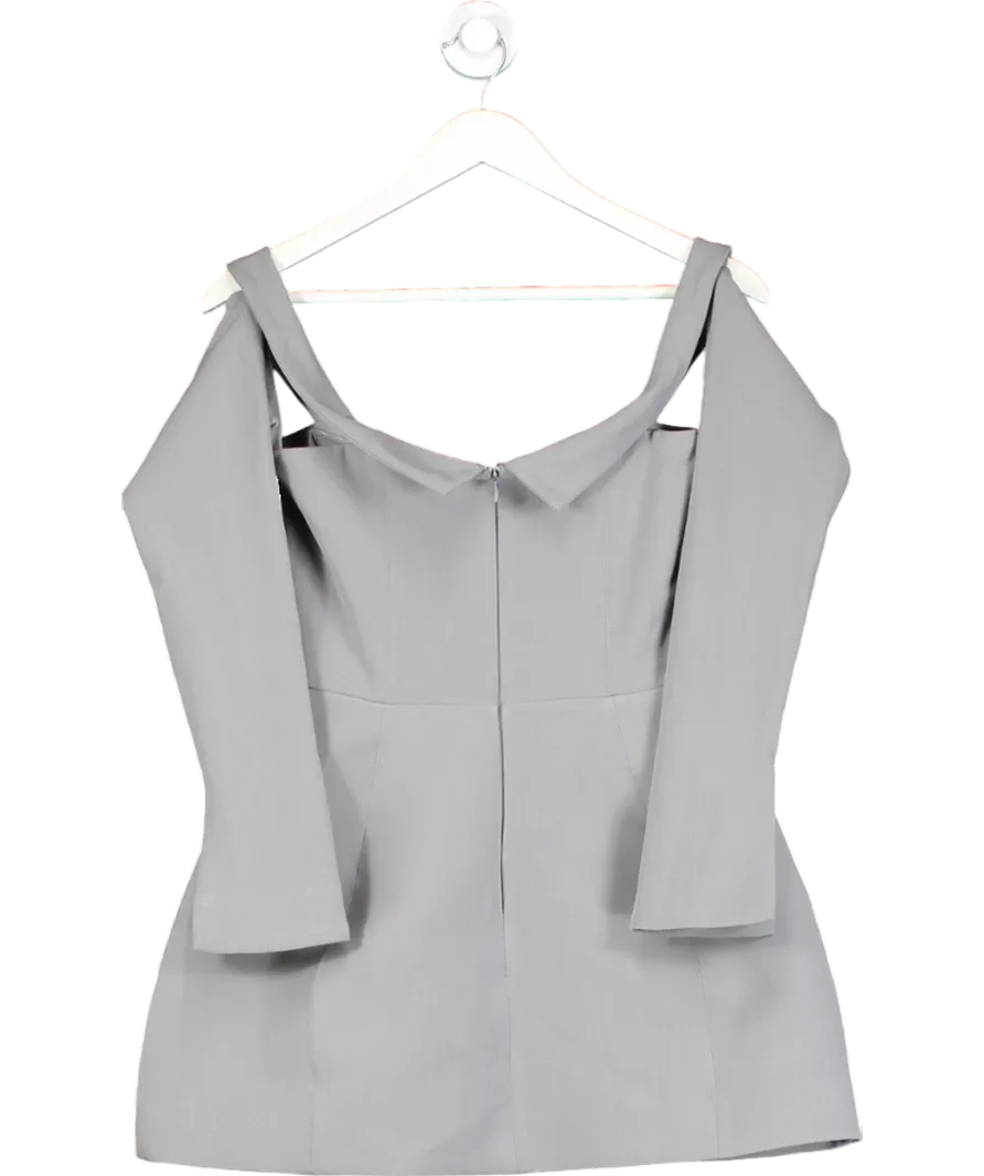 Oh Polly Grey Seraphina  Off-shoulder Structured A-line Mini Dress UK 8