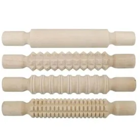 Pattern Rolling Pins Wooden Pack of 4