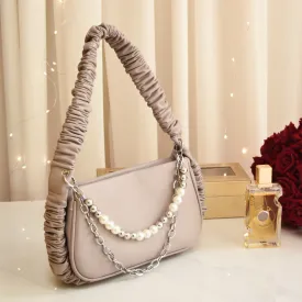 Pearl Chain Shoulder Bag Grey