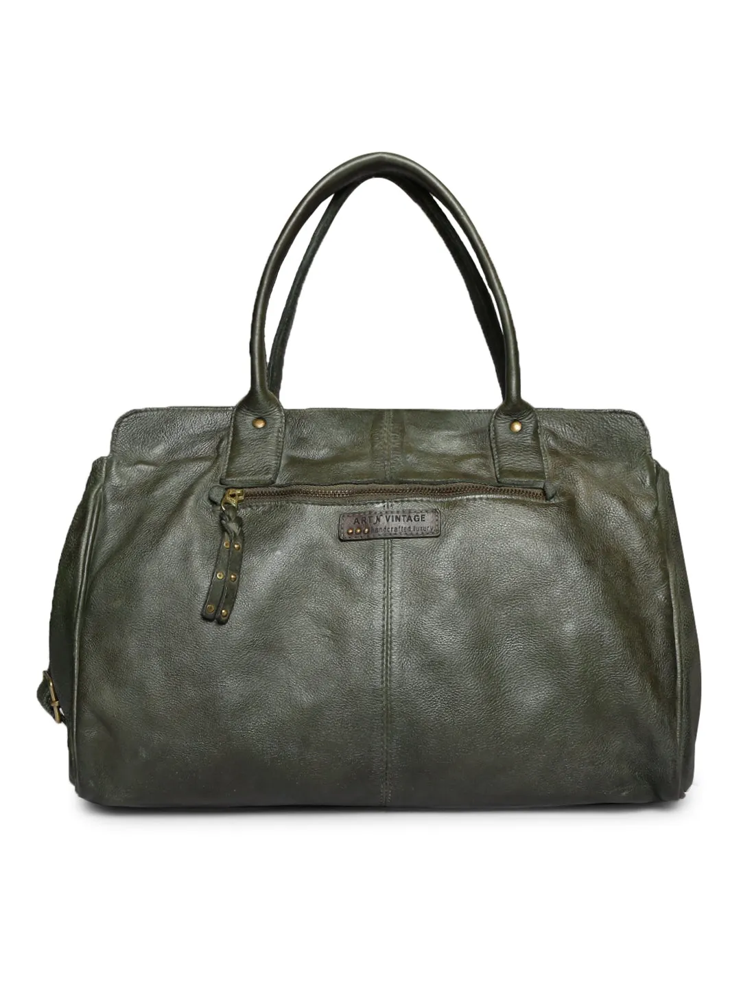 Silvia: Metallic Effect Razor With Golden Concho Leather Tote/shopper Bag.