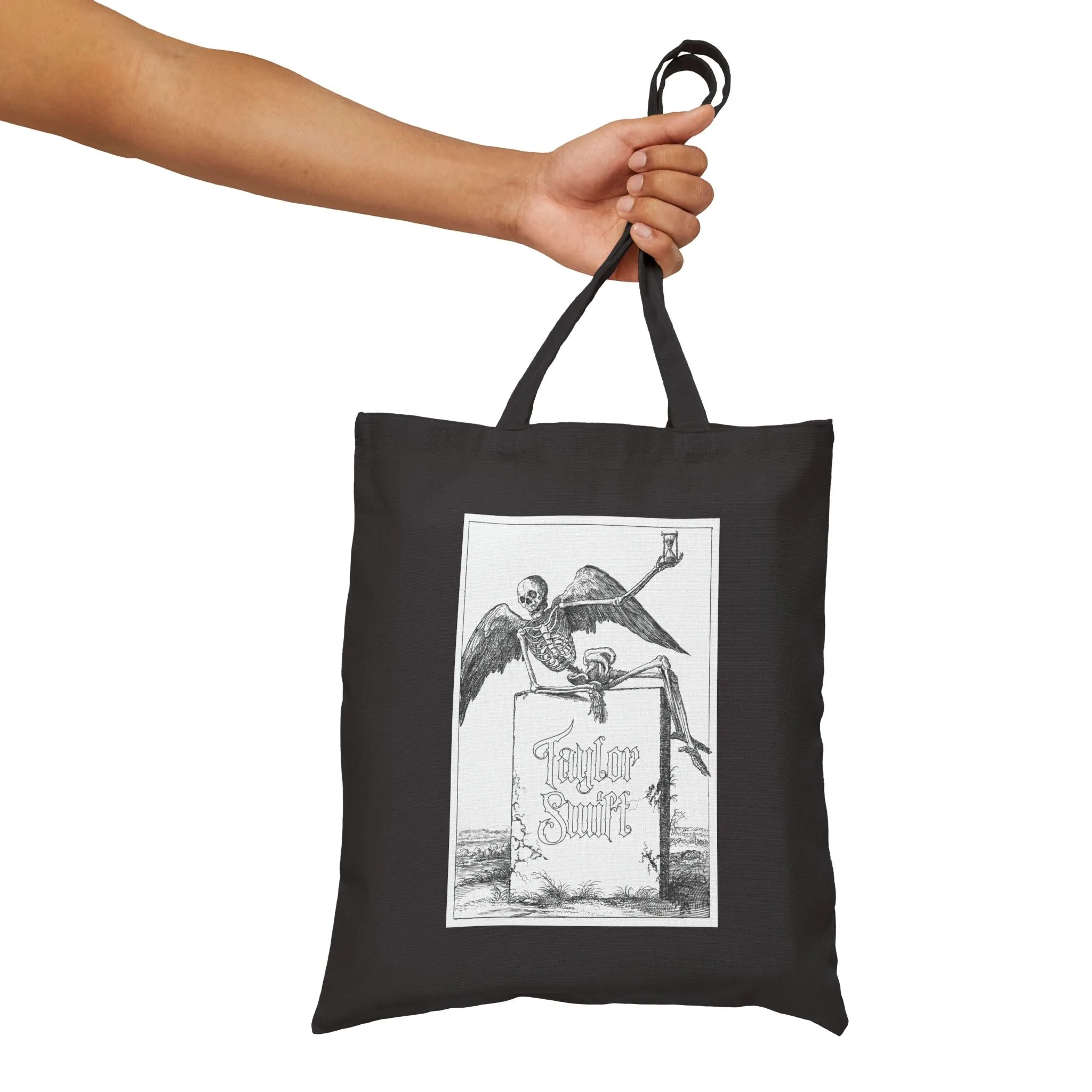 Skeleton Grave Cotton Canvas Tote Bag