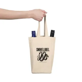 Snake Double Wine Tote Bag: 100% Cotton Canvas, Holds 2x 25oz Bottles