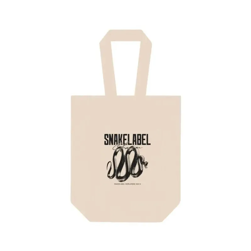 Snake Double Wine Tote Bag: 100% Cotton Canvas, Holds 2x 25oz Bottles