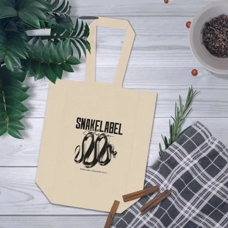 Snake Double Wine Tote Bag: 100% Cotton Canvas, Holds 2x 25oz Bottles