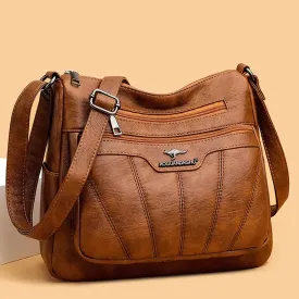 Square Fashion Soft Leather Women Handbag Purse Luxury Shoulder Large Capacity Crossbody Bags