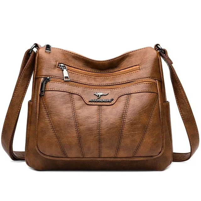 Square Fashion Soft Leather Women Handbag Purse Luxury Shoulder Large Capacity Crossbody Bags