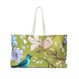 Stylish Birds Green Polyester Weekender Bag