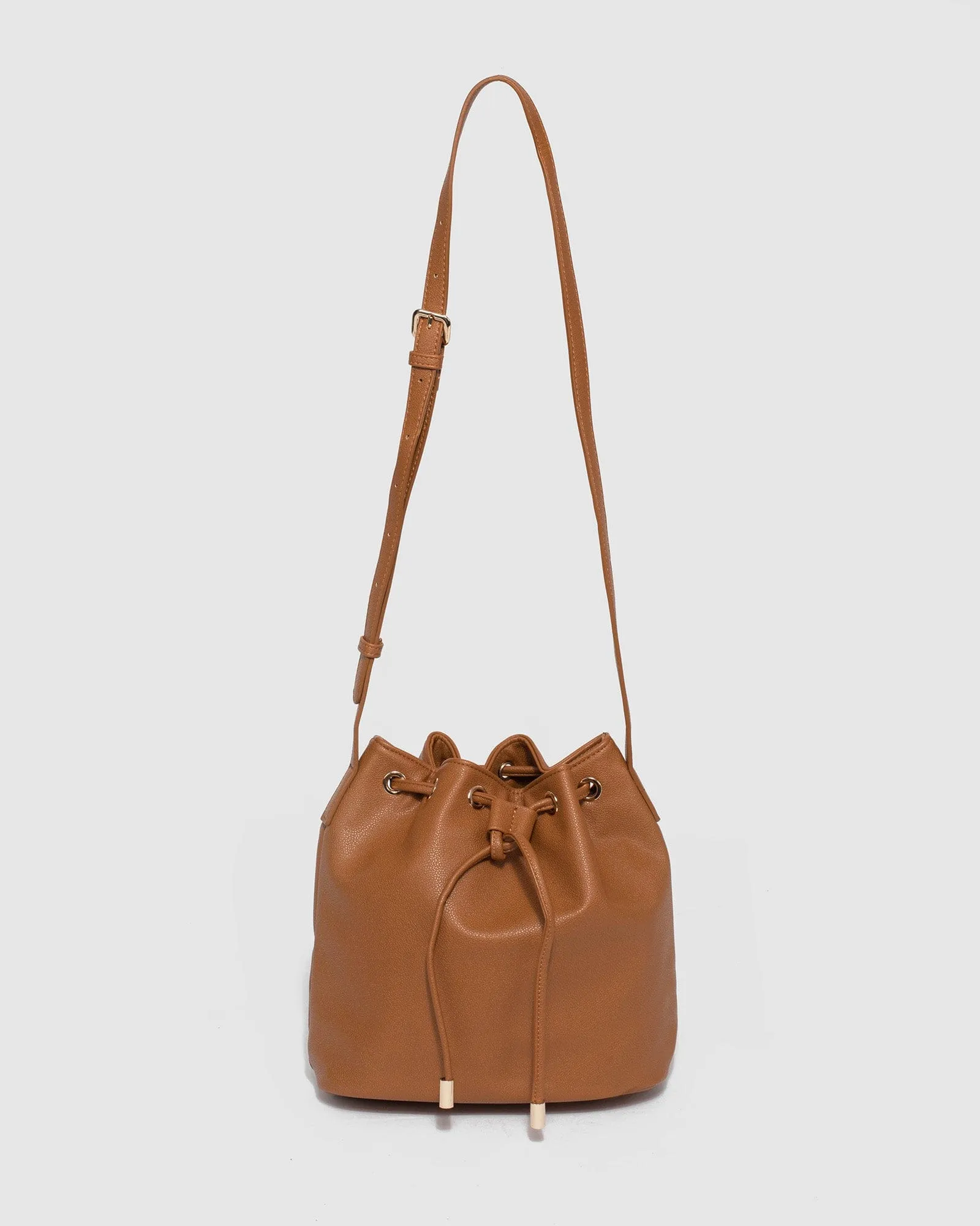 Tan Giselle Drawstring Bucket Bag
