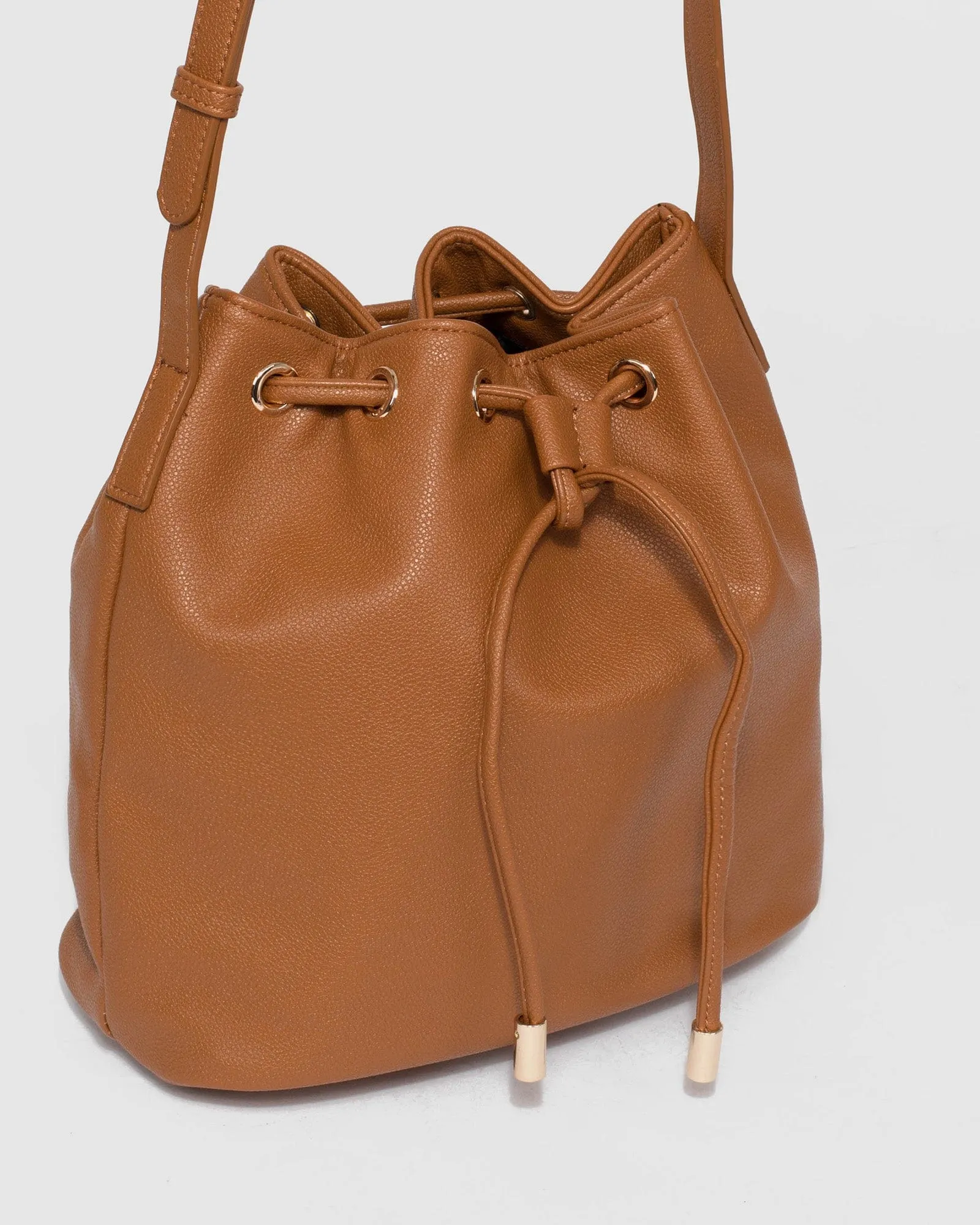 Tan Giselle Drawstring Bucket Bag