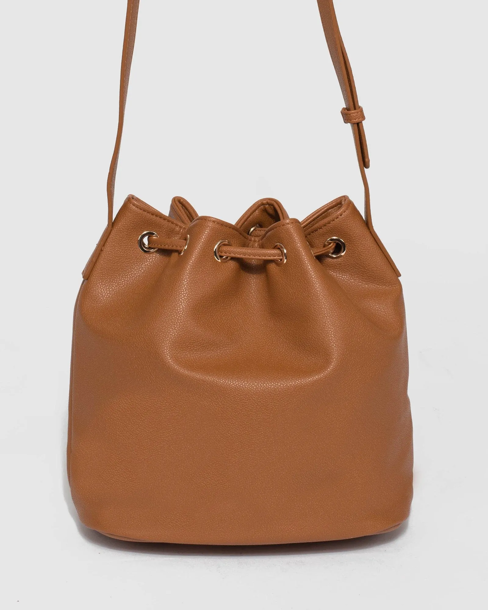 Tan Giselle Drawstring Bucket Bag