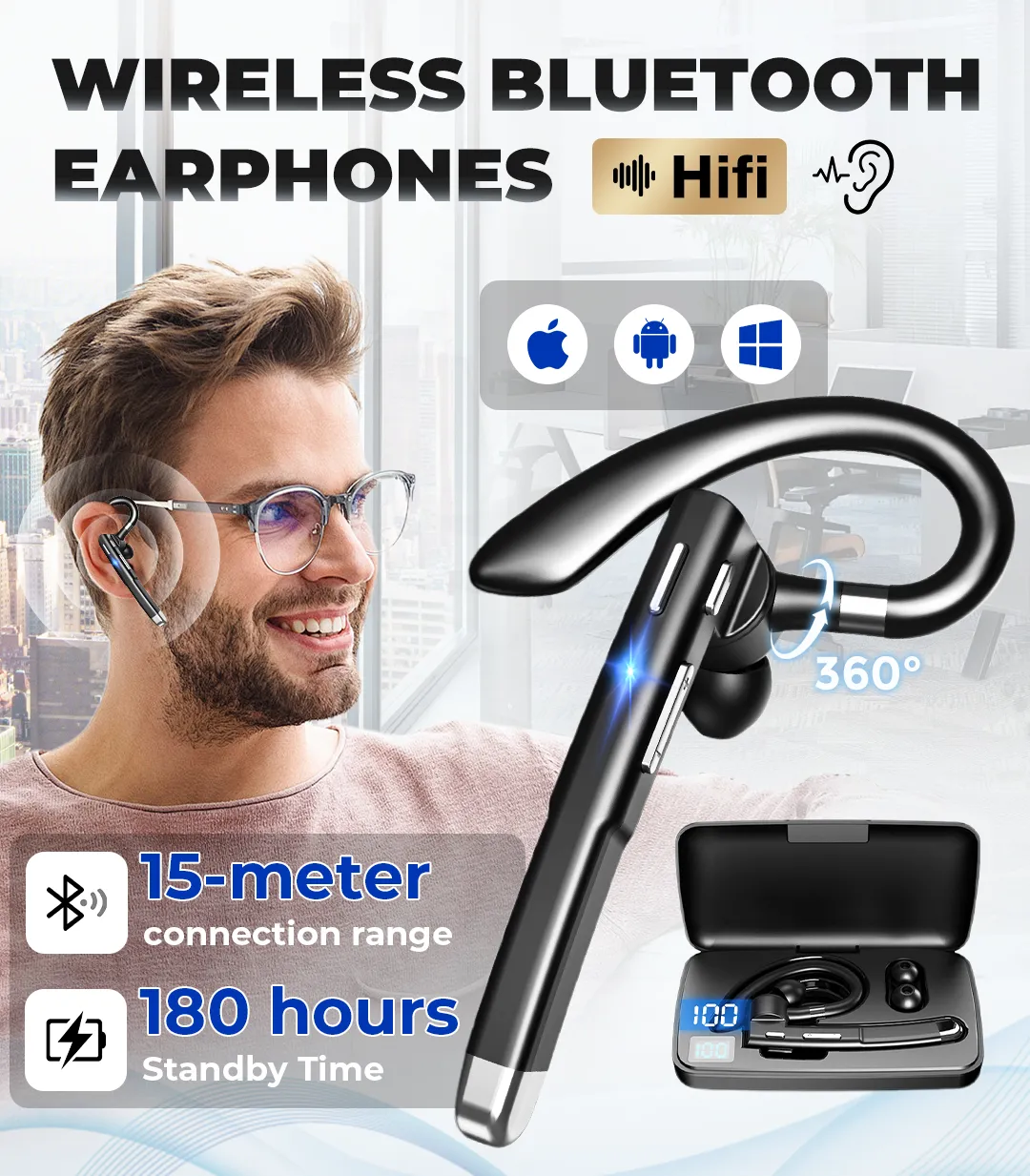 Upgrade Business Wireless Bluetooth Earphone