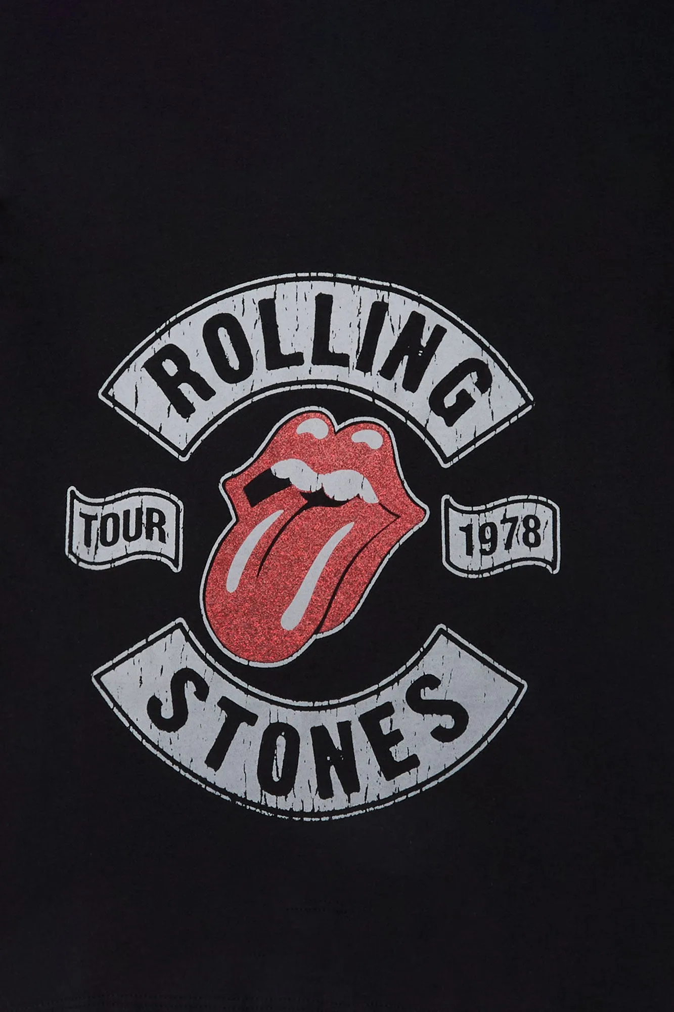 Womens Rolling Stones Glitter Baby Tee