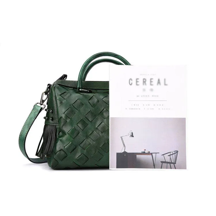 Womens Western Woven Leather Crossbody Purse Leather Handbags For Women