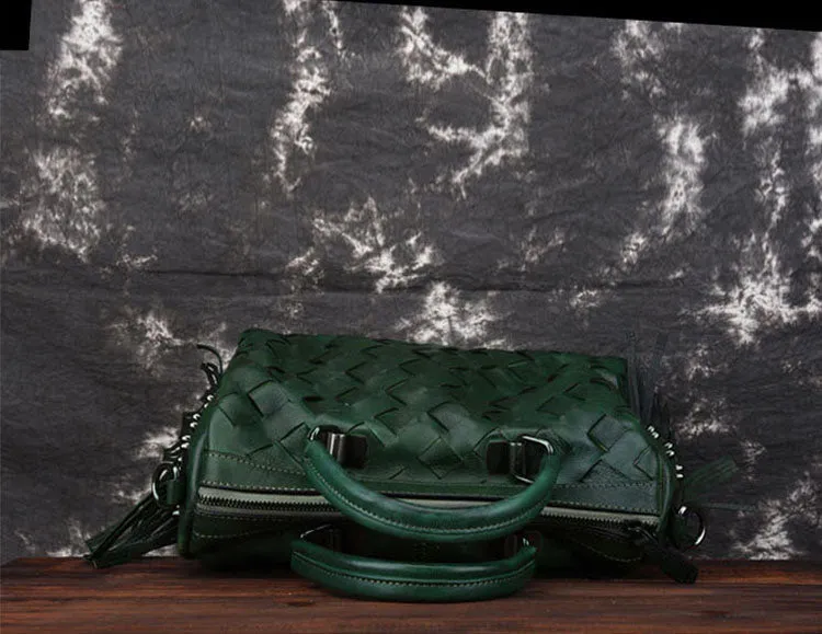 Womens Western Woven Leather Crossbody Purse Leather Handbags For Women