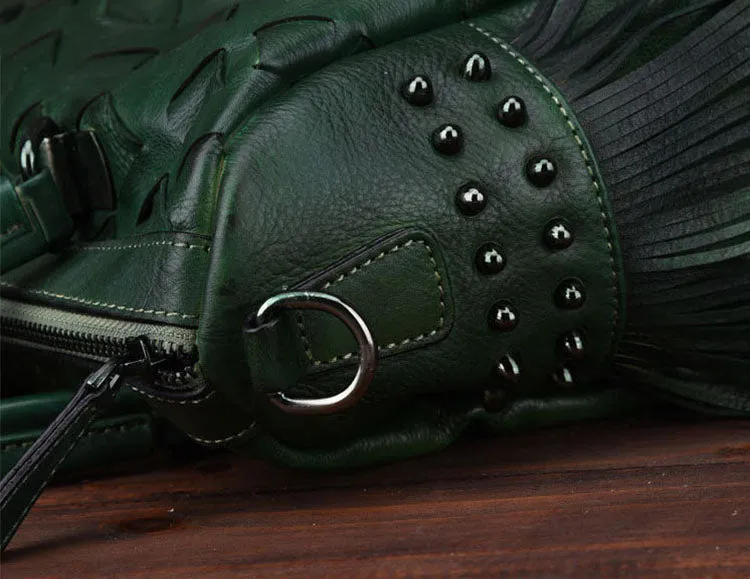 Womens Western Woven Leather Crossbody Purse Leather Handbags For Women