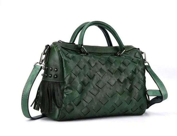 Womens Western Woven Leather Crossbody Purse Leather Handbags For Women
