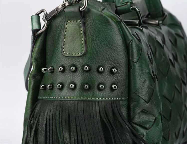 Womens Western Woven Leather Crossbody Purse Leather Handbags For Women