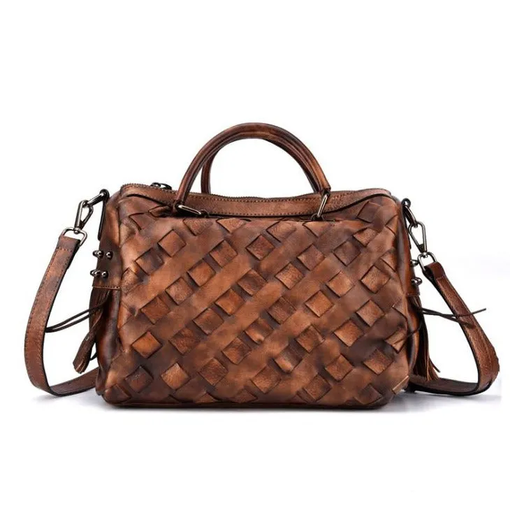 Womens Western Woven Leather Crossbody Purse Leather Handbags For Women