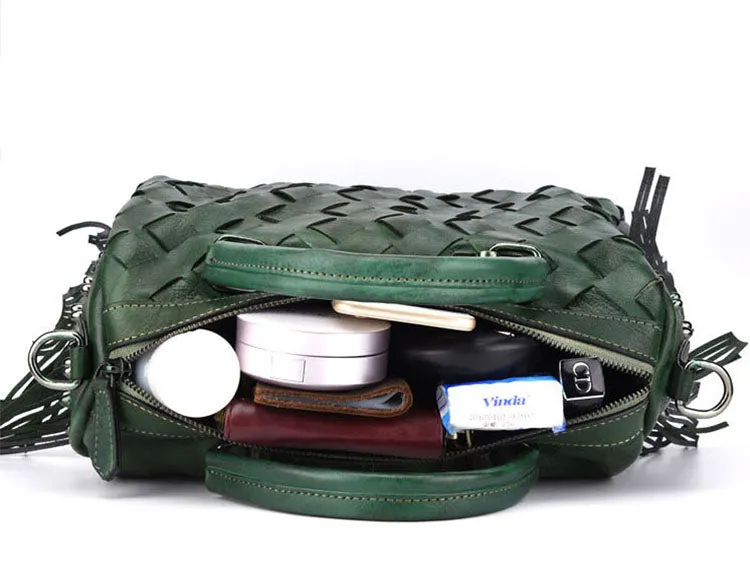 Womens Western Woven Leather Crossbody Purse Leather Handbags For Women